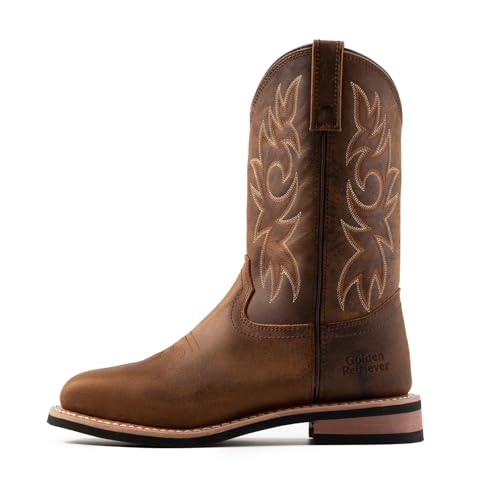 Men's 11" Square Toe Leather Western Cowboy Ranch Work Boots, Durable Georgia Boots for Farm, Rodeo & Outdoor Riding G88282