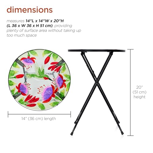 Table multicolore Alpine Corporation guéridon de jardin mosaïque extérieur
