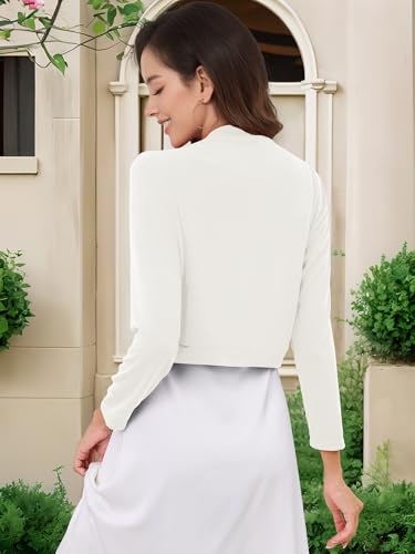 Image of Women's 3 /4 Sleeve Thin Shrugs Lightweight Open Front Cropped Cardigan for Women