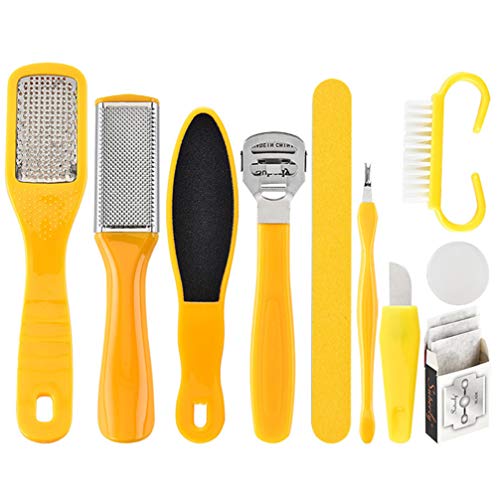 Preisvergleich Produktbild Lurrose Pediküre Tools Kit Fußfeilenraspel Professioneller Langlebiger Fußkallusentferner 10 in 1 Kallusraspel zum Entfernen Harter Rissiger Abgestorbener Hautschüppchen für Die Heimreise