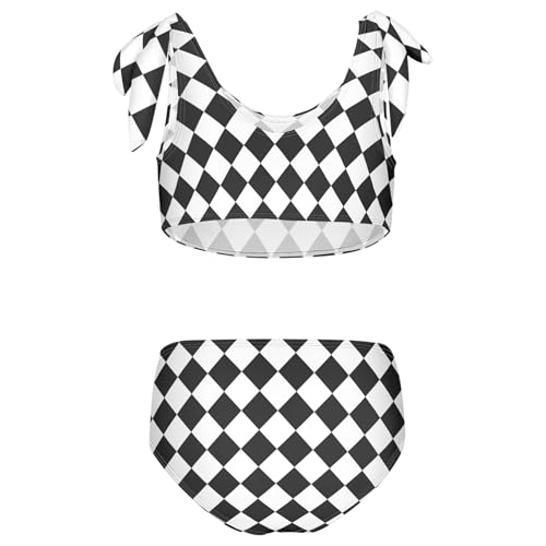Image of Girls Tankini Swimsuit Bathing Suit Two Piece Bikini Summer Beach Swimwear with Adjustable Strap 3-12 Years Solid Color