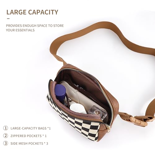 Image of Sling Bag Crossbody Bags For Women Plaid Striped Fanny Packs Chest Bag for Work Shopping