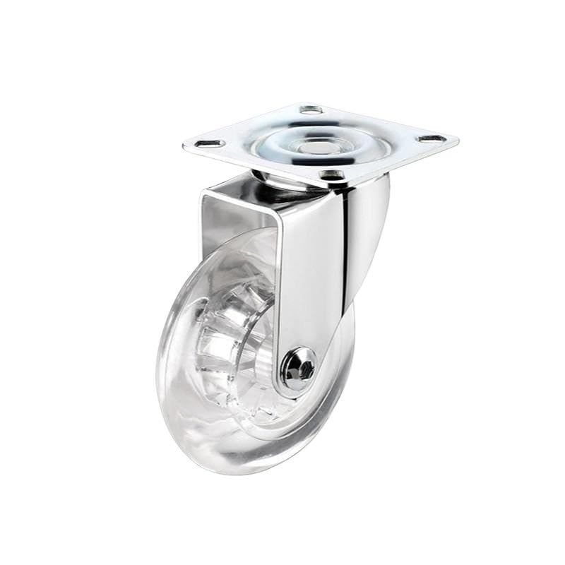 Roulettes pivotantes universelles transparentes en caoutchouc pour meubles et vitrines 4"