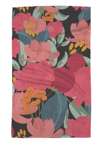 Comparison: Best Material For Kitchen Towels 7 GEOMETRY Kitchen Tea Towels - Quick Dry Microfiber Dish Towels for Kitchen - My Garden 18" x 30" (1 Pack)