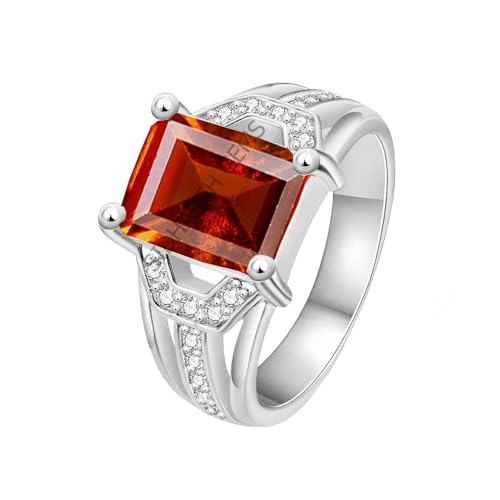 Bague réglable en plaqué argent ornée d'un superbe grenat rouge naturel 10,25 Ratti précieux