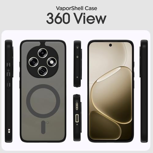 Image of Amazon Basics Back Cover for Oppo F31 Pro 5G Compatible with Mag-Safe Smoke Back | Shockproof Design | Hard Transparent Back Case (Black Smoke Mag-Safe)