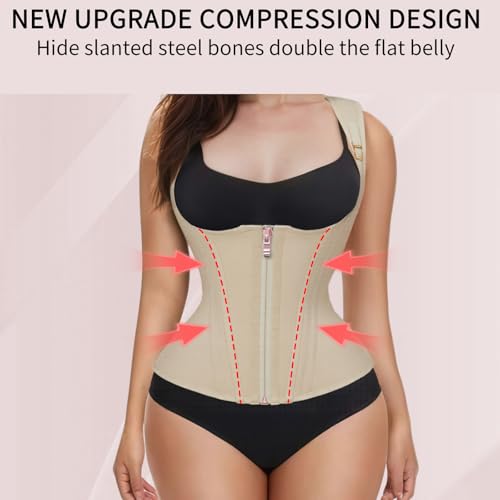 Image of Waist Trainer for Women Tummy Control Sports,Workout Waist Cincher Corset Adjustable Shoulder Strap with Zipper Hook