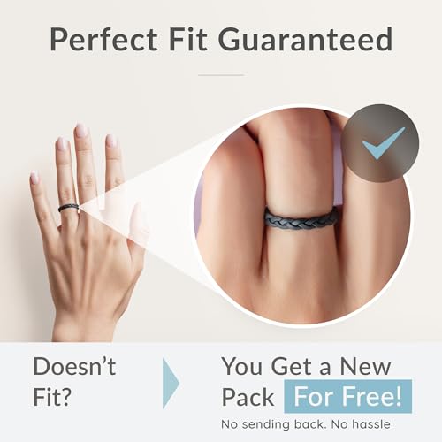 ThunderFit Women's Silicone Rings Set, Braided and 5.5mm-Wide Classic Rings by ThunderFit - Used condition - Image 2