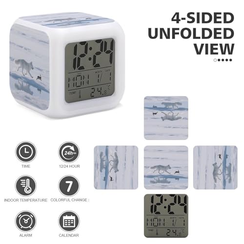Reloj digital con fecha y temperatura LED para personas mayores 4