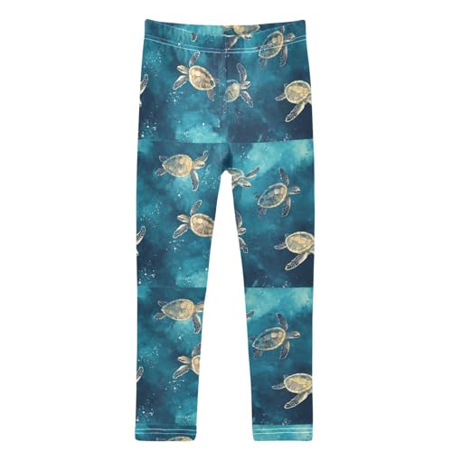 Watercolor Baby Blue Turtles Girls Leggings Kids Yoga Pants Dance Active Tights 4T