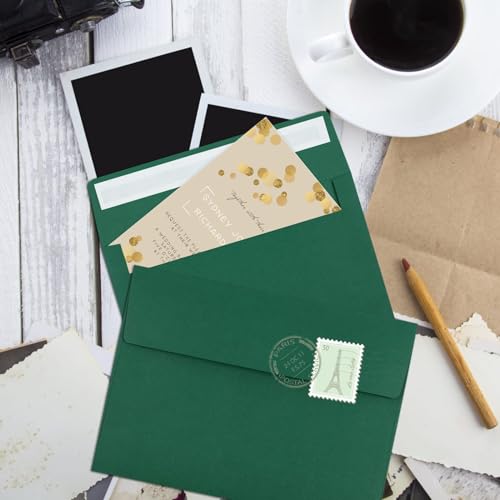 Image of 70 Packs of Invitation Envelopes, A2 Dark Green Postcard Envelopes for 4.5x5.5 Cards for Invitations, Self Seal for Photos RSVP, Greeting Cards