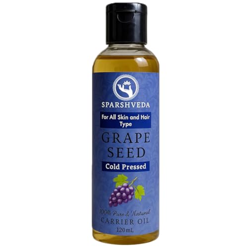 Image of Grapeseed Oil | 100% Pure Cold Pressed Carrier Oil for Glowing Skin & Strong Hair | Non-Greasy Moisturizer, Reduces Acne Scars & Wrinkles | 120 ml