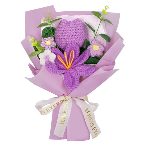 Phaicoilo Crochet Flower Bouquet Purple