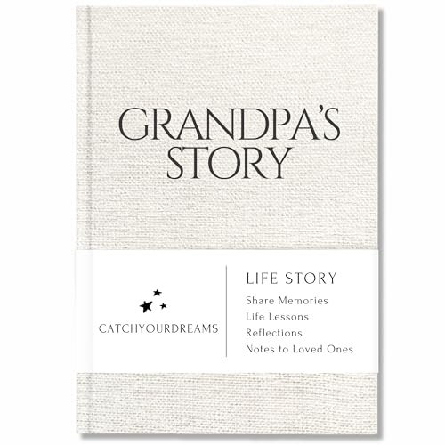 CATCHYOURDREAMS Grandpa's Story Journal (Linen Hardcover) - A Family Keepsake with + 250 Prompts to Share His Life Story and Memories