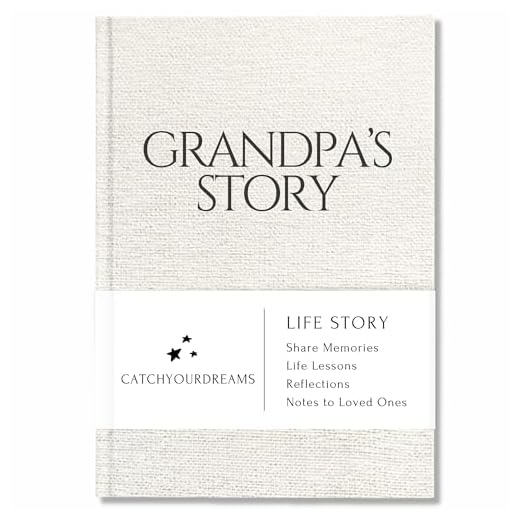 CATCHYOURDREAMS Grandpa's Story Journal (Linnen Hardcover) - Een familieherinnering met + 250 vragen om zijn levensverhaal en herinneringen te delen
