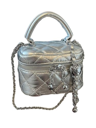 RoseSeek Women's Quilted Zipper Crossbody Handbags Y2K Small Bucket Bags