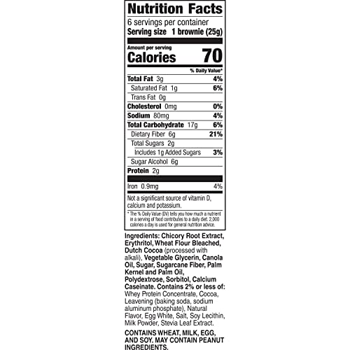 Fiber One 70 Calorie Brownies, Chocolate Fudge Snack Bars, 6 Ct, 5.34 oz