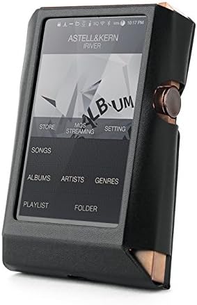 for Astell&Kern AK380 Hand Crafted Miter Leather Case Cover [Patented Stand Case] astell&Kern Leather case (Black)