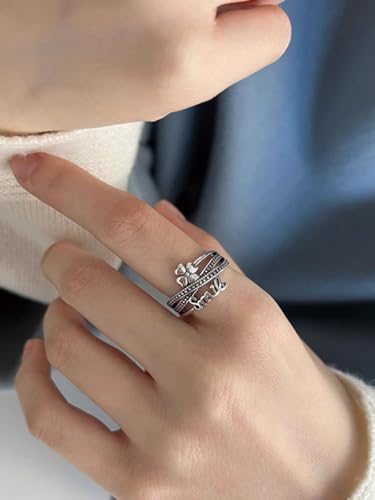 Women 4 Leaves Clover Adjustable Ring for Birthday Wedding3