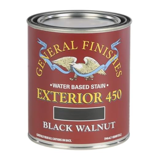 General Finishes Exterior 450 Water Based Wood Stain, 1 Quart, Black Walnut