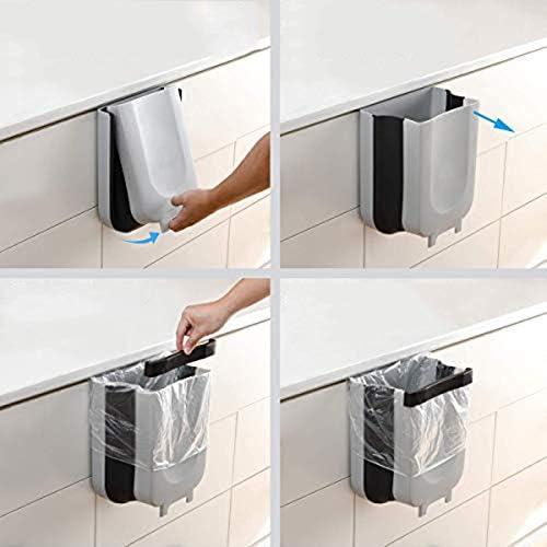Kitchen Hanging Trash Can, Collapsible Trash Bin Small Compact Garbage Can Attached to Cabinet Door Kitchen Drawer Bedroom Dorm Room Car Waste Bin