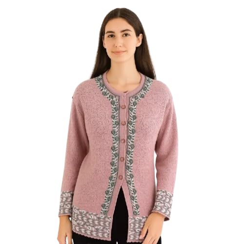 Women's Embroidered Cardigan for Winter, Warm Knit Sweater, Floral Designed Buttoned Front Open, Arcrylic Woolblend, Modern Style-picture-47