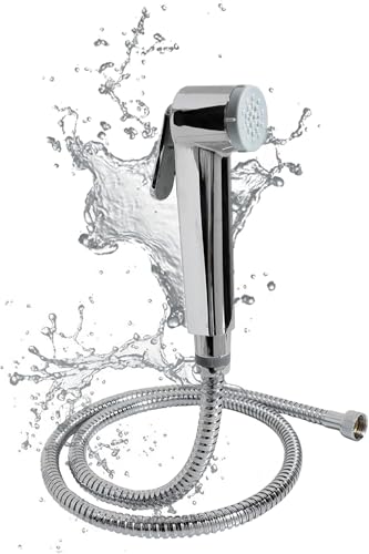 Streamflow Alpha Hand Trigger Bidet/Shattaf Set - Glossy Chrome / 120cm Stainless Steel/Chrome Hose
