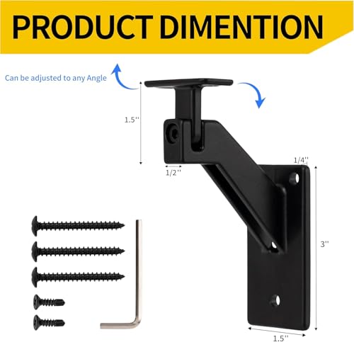 6 FTHandrails Kit for Indoor Stairs & Outdoor Stairs，Modern Aluminum Handrail Set,2" X1" Grab bar with ADA 90° wall Return end，Adjustable 304 Stainless Steel Brackets ADA (Matte Black, 6 FT) by MHDDIYER - Image 2