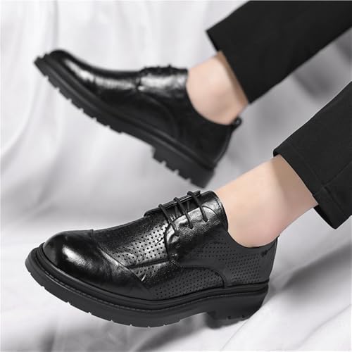 Men's Genuine Top Grain Leather Derby Dress Shoes Business Formal Height Increasing Wedding Oxfords Comfortable Breathable3