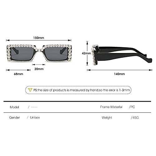Diamond Rectangle Sunglasses For Women Fashion Men Square Sunglasses Vintage Rhinestone Sunglasses Ladies Summer Eyewear3