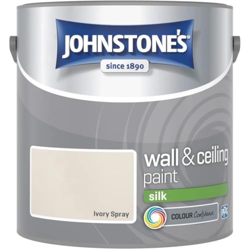 Ivory Spray Johnstone’s Wall & Ceiling Silk Paint 2.5L – Smooth Silk Finish, Excellent Coverage, Quick Dry, Low Odour Interior Paint for Walls & Ceilings