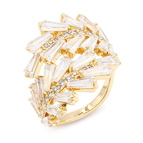 Lavencious Art Cocktail Fashion Ring Size Adjustable From 6-8.5 Cubic Zirconia Jewelry For Women (Gold) #TOP6