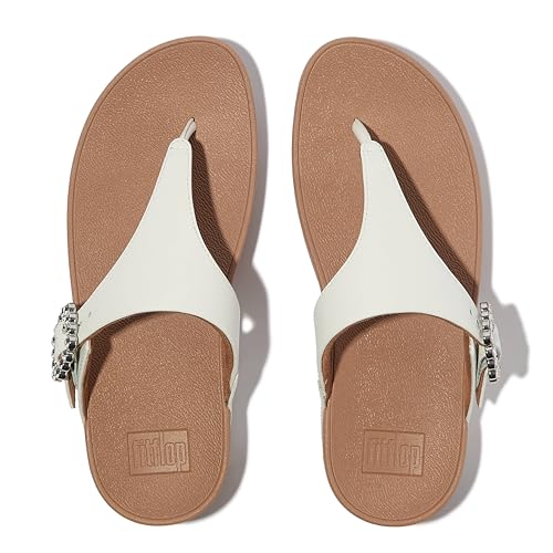 Image of FitFlop Women's Lulu Crystal-Buckle Leather Toe-Post Sandal