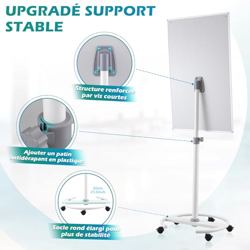 Tableau blanc magnétique effaçable à sec SWANCROWN paperboard mobile avec piétement - 5