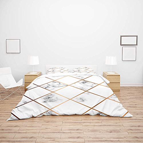 Parure de lit géométrique en polyester avec housse de couette et taies d'oreiller format Double