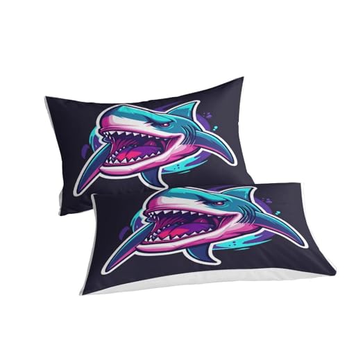 Parure de lit housse de couette requin 3D en microfibre premium douce pour lit 1 place
