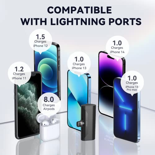 Tcnoll Mini Portable Charger 4800Mah Small Power Bank Battery Charger Fast Charging 15W Ultra-Compact Lightning Output External Battery Pack For Iphone 14 Pro Max 13 12 11 8 7 6S Ipad Pro 2023-Black #TOP2