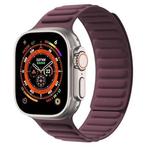 OCTT Mulberry FineWoven Magnetic Link Band Compatible with Apple Watch Band 49mm 45mm 44mm 42mm, Woven Loop Strap Magnet for iWatch Ultra 2 / Ultra/SE 2 / SE/Series 9 8 7 6 5 4 3 2 1 Cover