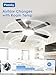 Passky Ceiling Fans with Lights, 52 inch Sleek Ceiling Fan with Light and Remote Control, 3CCT, Dimmable, Reversible, Noiseless, Black Ceiling Fan for Bedroom, Living Room