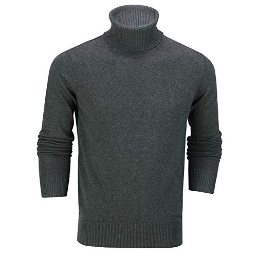 Xposed Mens Roll Neck Jumper Soft Cotton Fine