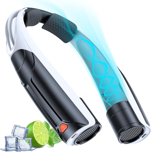 AaoLin Portable Neck Fan with 6000mAh Battery, USB-C Rechargeable, Hands-Free Personal Fan 6 Speeds, 6-20Hrs Cooling for Outdoor Sports/Gym/Office, Adjustable 11oz Lightweight, Black Neck Cooler by AaoLin - Used condition - CA$19.97