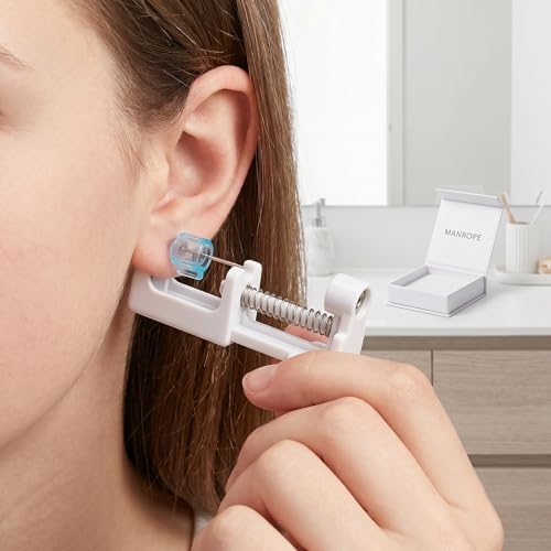 SYNTHORA Disposable Ear Piercing Kit 2PCS, Self Ear Piercing Gun with Preloaded 316L Stainless Steel CZ Ear Studs, Safe Easy Painless Ear Piercing Tool for Home or Salon Use - 4
