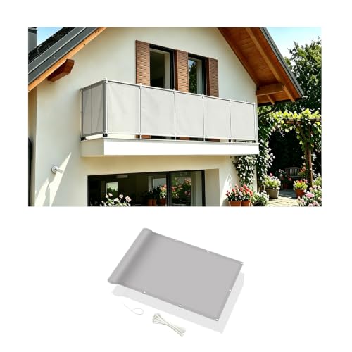 Cache vue balcon 220g/m² anti regard et vent gris clair - 2