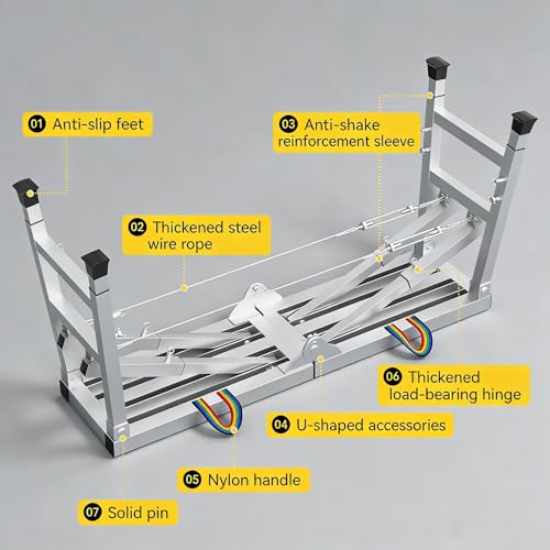 Plataforma de trabajo plegable y taburete de escalera en acero con carga de 300kg 8