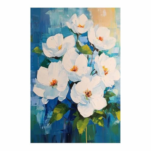 Tableau toile fleurs blanc 70x100cm art mural moderne sans cadre pour decoration de cuisine