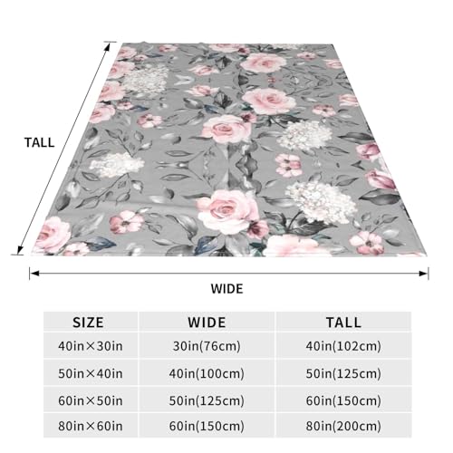 Couverture polaire imprimée de roses flanelle douce jeté de lit chaud