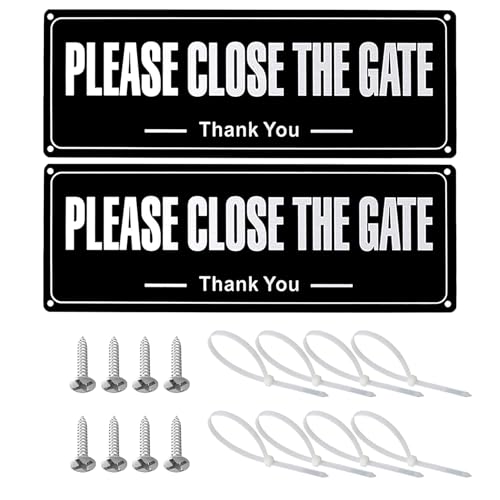 2Pcs Please Close The Gate Signs Stainless Steel Please Shut The Gate Signs