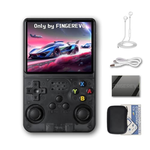 R36S Handheld Game Console 3.5-in 640*480 IPS OCA Screen 3200mAh Opensource System Black Transparent