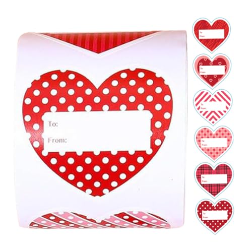 WEKADRIN Pegatinas de Corazón para Manualidades San Valentín Rollo de 60 Adhesivos de Papel Resistente en 6 Colores Etiquetas Autoadhesivas para Sobres Cajas y Regalos Uso Escolar y