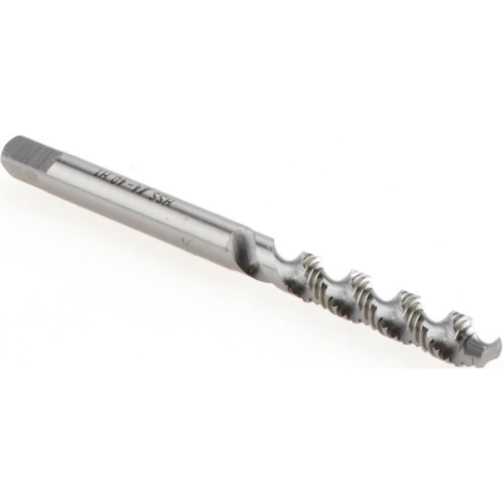 Hertel High Speed Steel Spiral Flute STI Tap, #4-40 UNC, 2 Flute, 52° Helix, Bottoming Chamfer, Bright Finish, 2" OAL
